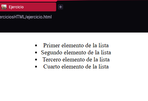Aspecto de la lista desordenada con marcador circular