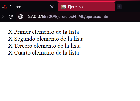 Aspecto de la lista desordenada con icono personalizado