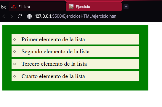 Resultado del código con list-style-position: outside