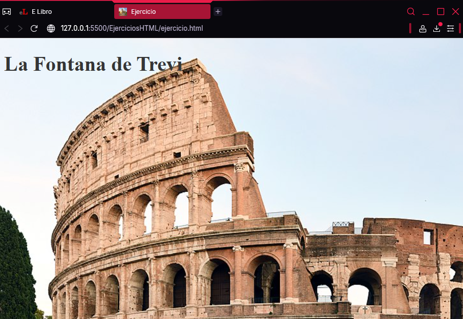 Página con imagen de fondo de la Fontana di Trevi